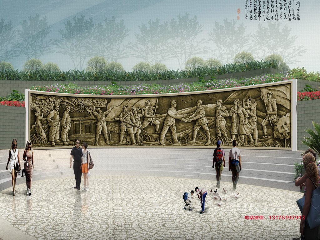 大廳大型山水墻壁花鳥浮雕壁畫大全