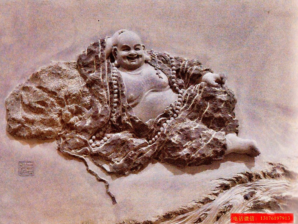 四川寺院古樸的浮雕石雕壁畫裝飾圖片