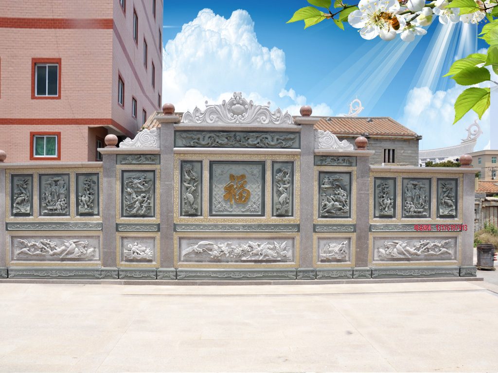 石雕壁畫_浮雕照壁的雕刻技法和影壁圖片樣式大全
