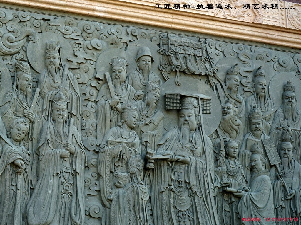 傳統(tǒng)大型浮雕-道教神仙浮雕朝元圖壁畫雕刻廠家