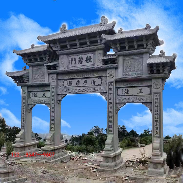 訂購農(nóng)村石雕牌樓山門花崗石牌坊制作廠家