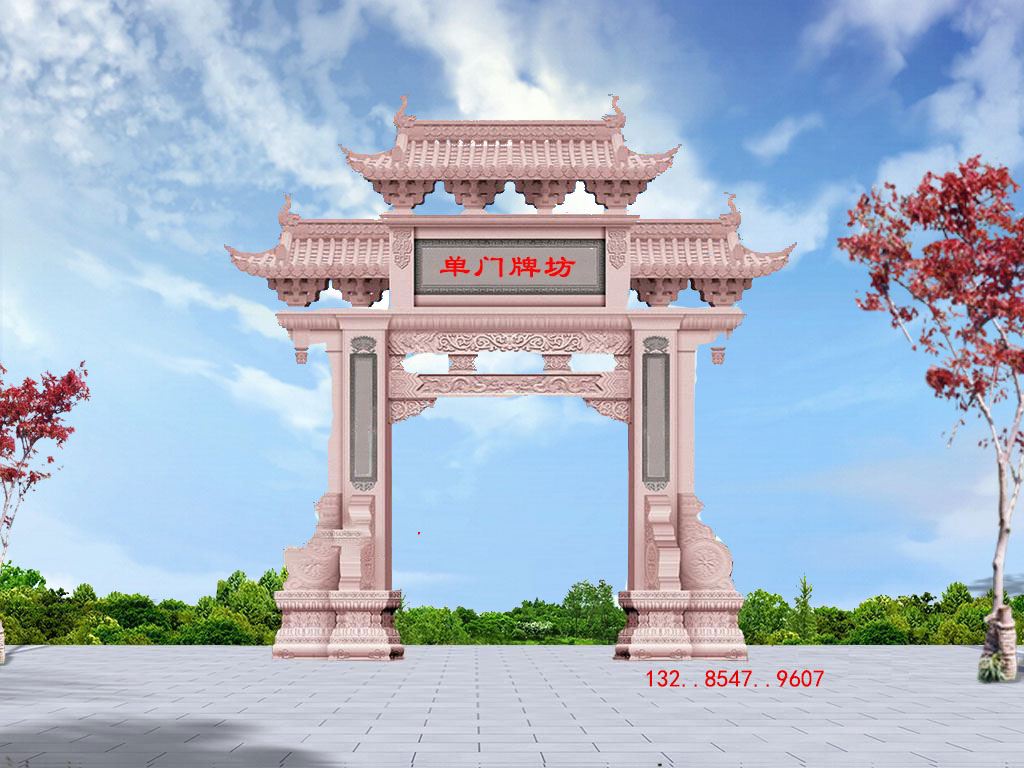 石雕門樓鄉(xiāng)鎮(zhèn)牌樓與石雕單門農(nóng)村地區(qū)經(jīng)典的雕刻圖片