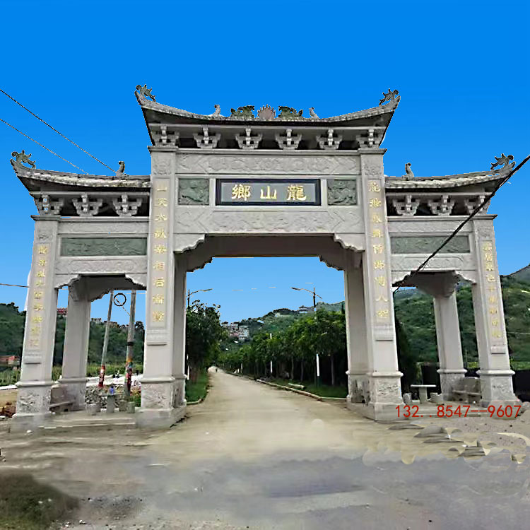 新農(nóng)村石門樓與石牌坊構(gòu)造區(qū)別石牌樓鄉(xiāng)村特色