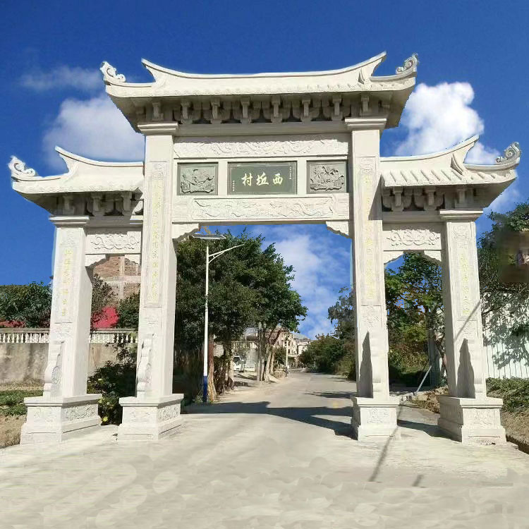 石雕門樓鄉(xiāng)鎮(zhèn)牌樓與石雕單門農(nóng)村地區(qū)經(jīng)典的雕刻圖片