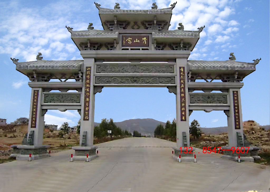 景區(qū)牌坊石牌樓搭配圖案祠堂大門石門樓雕刻造型