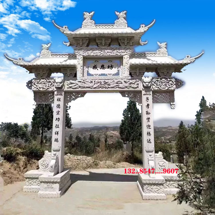 石雕門樓鄉(xiāng)鎮(zhèn)牌樓與石雕單門農(nóng)村地區(qū)經(jīng)典的雕刻圖片