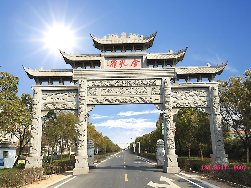 石雕門樓鄉(xiāng)鎮(zhèn)牌樓與石雕單門農(nóng)村地區(qū)經(jīng)典的雕刻圖片