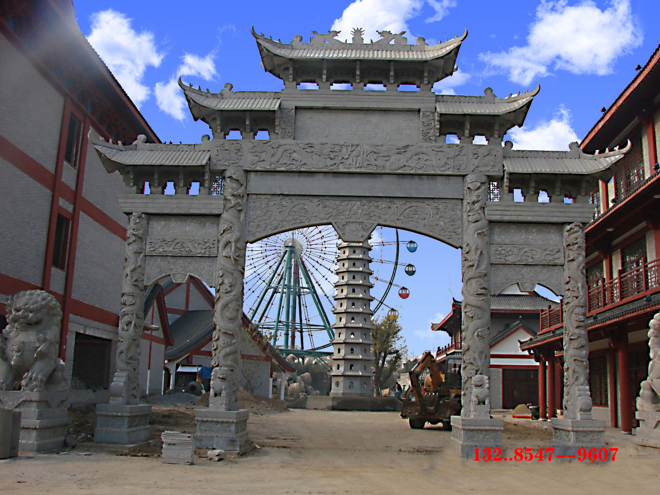 景區(qū)牌坊石牌樓搭配圖案祠堂大門石門樓雕刻造型