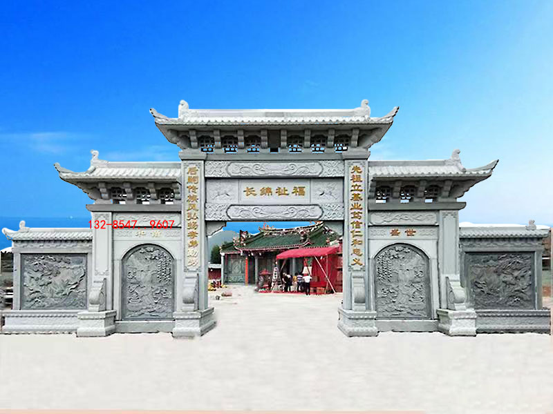 景區(qū)牌坊石牌樓搭配圖案祠堂大門石門樓雕刻造型