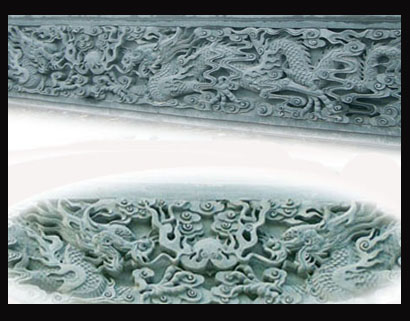 石牌坊浮雕二龍戲珠 石牌坊浮雕二龍戲珠