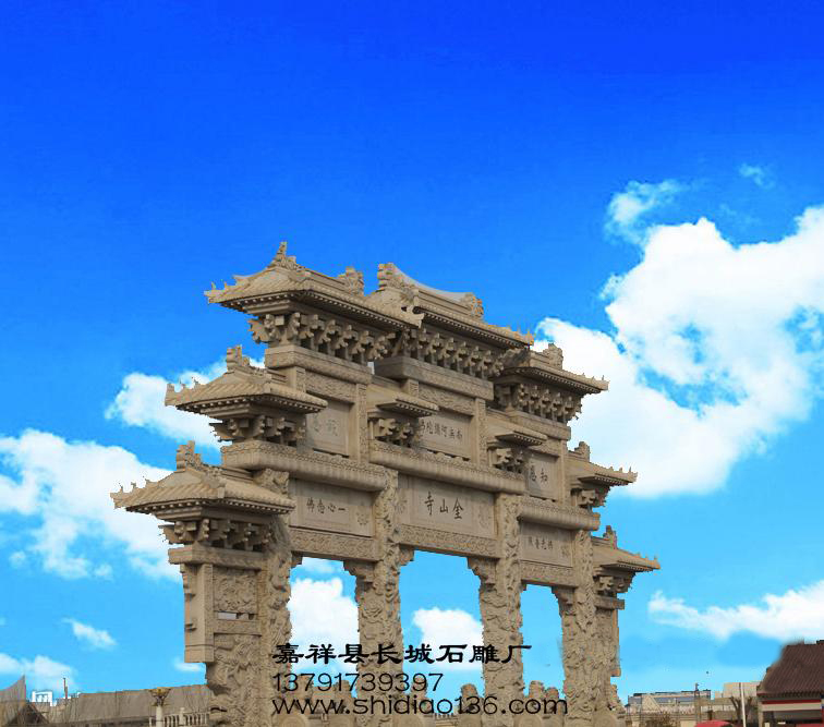 石牌樓-金山寺牌樓浮雕圖案的吉祥寓意。