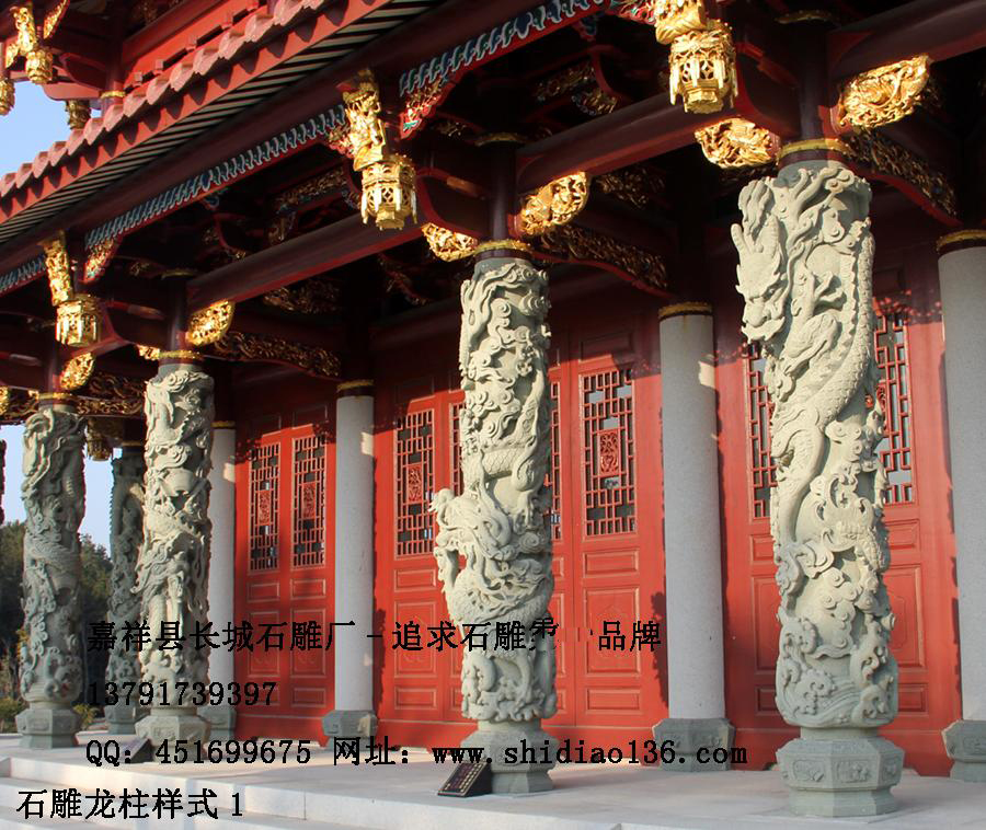 龍柱雕刻、盤龍柱