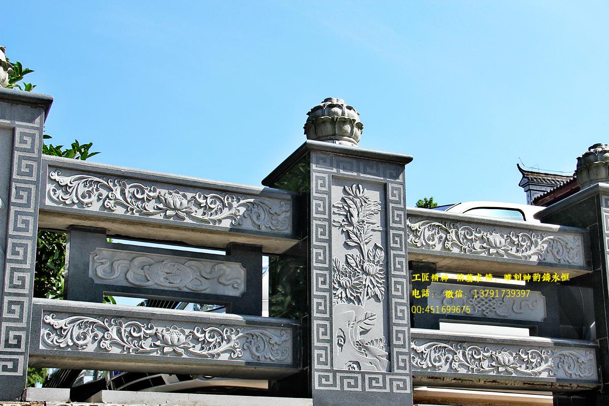 河邊石欄桿，古建筑石雕欄桿