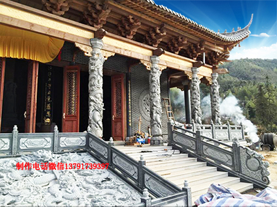 寺院石雕龍柱圖片_盤(pán)龍柱雕刻制作廠家